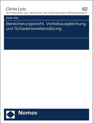 cover image of Bereicherungsrecht, Vorteilsausgleichung und Schadensweiterwälzung